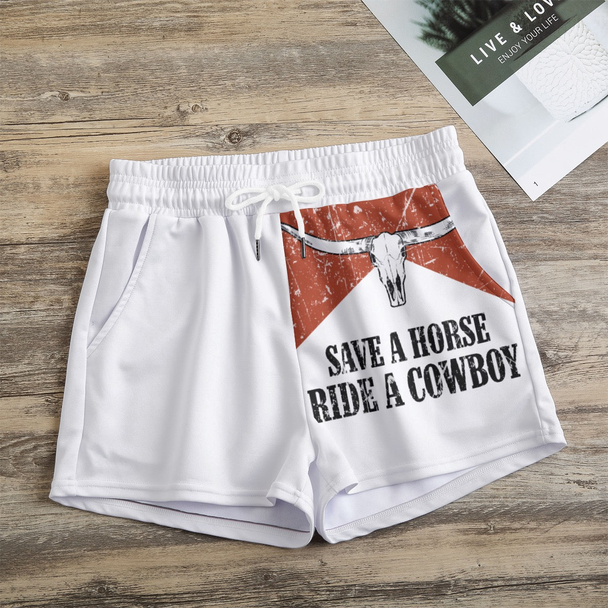 Save a horse ride a cowboy skull Women's Casual Shorts