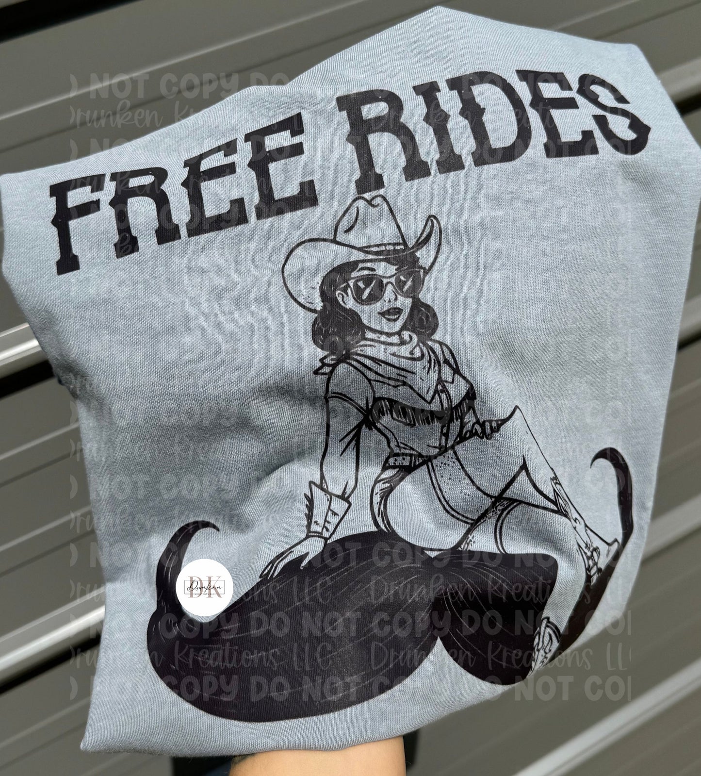 Free rides pinup girl & mustache tee or sweatshirt