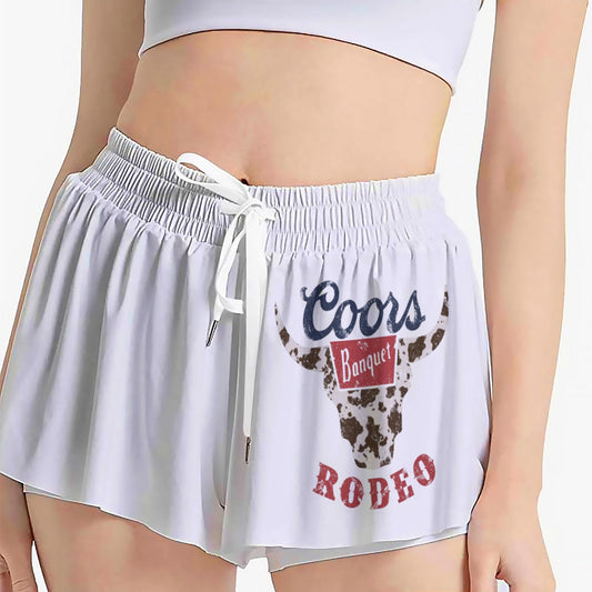 Cow print banquet flowy shorts with pockets