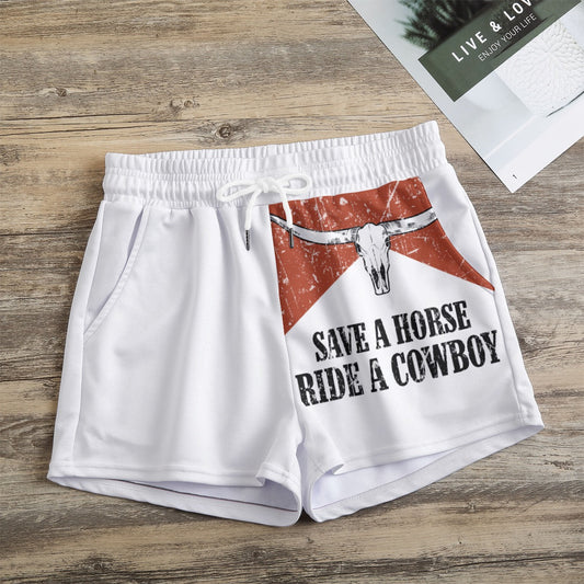 Save a horse ride a cowboy skull Women's Casual Shorts
