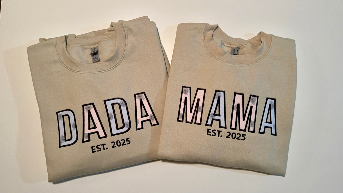 Mama or Dada applique crewneck