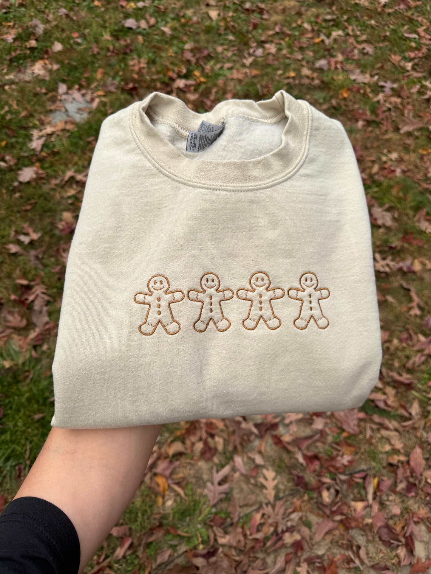 Gingerbread man embroidered crewneck