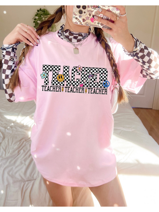 Teacher Teacher Teacher checker tee or sweatshirt